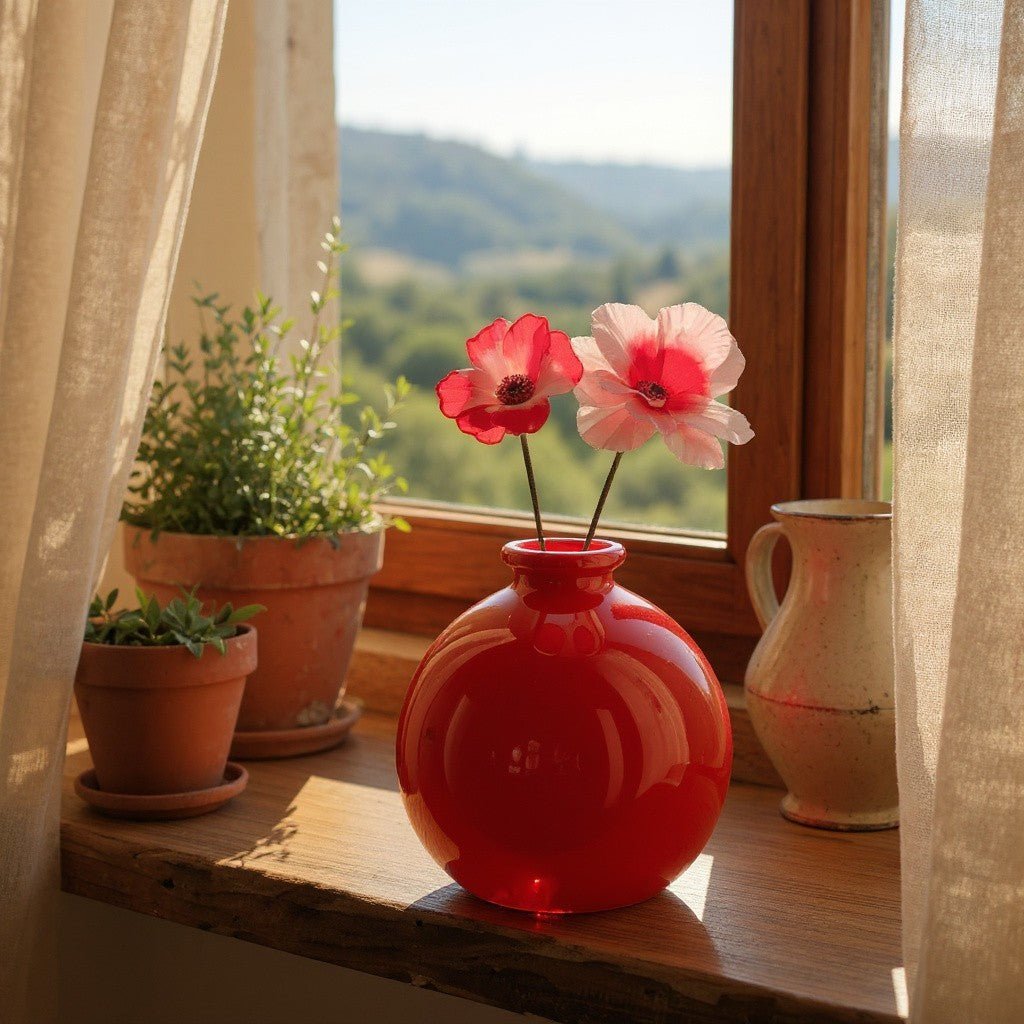Vase en Céramique - ZenHydroVase™ - Rouge - Maison agréable