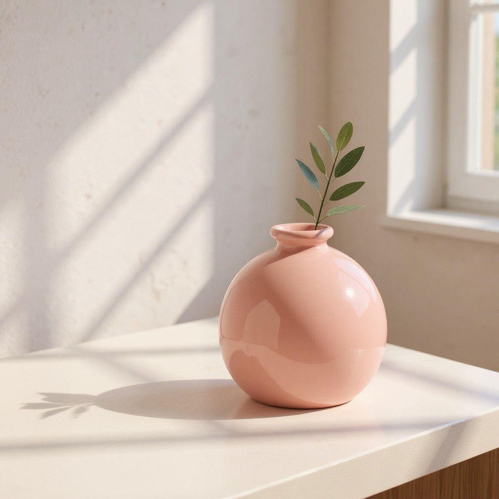 Vase en Céramique - ZenHydroVase™ - Rose - Maison agréable