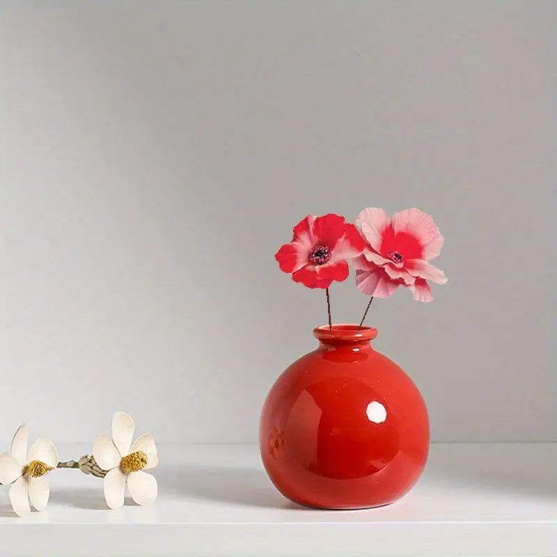 Vase en Céramique - ZenHydroVase™ - Rouge - Maison agréable