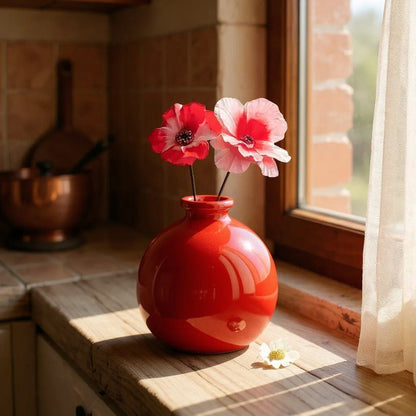 Vase en Céramique - ZenHydroVase™ - Rouge - Maison agréable