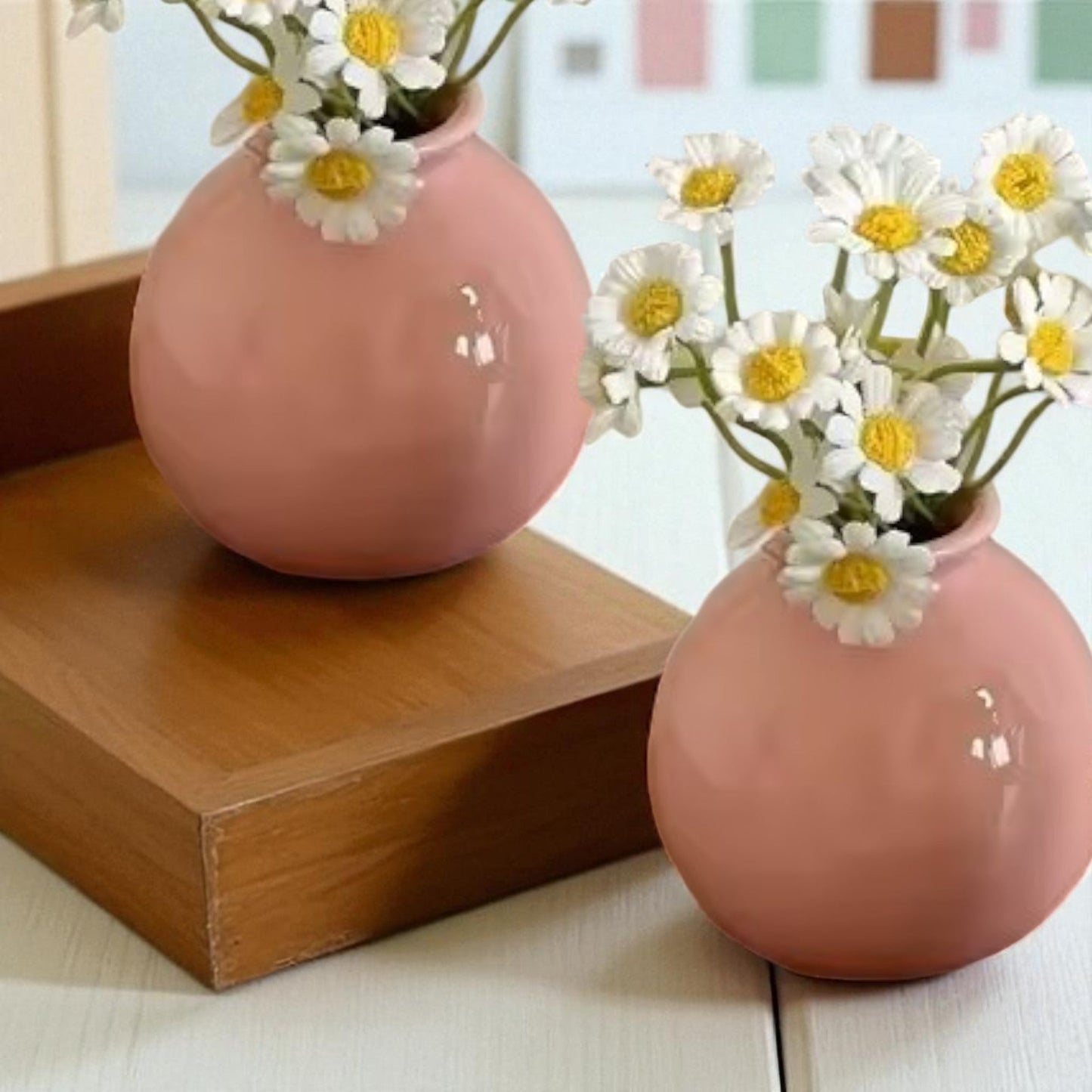 Vase en Céramique - ZenHydroVase™ - Rose - Maison agréable