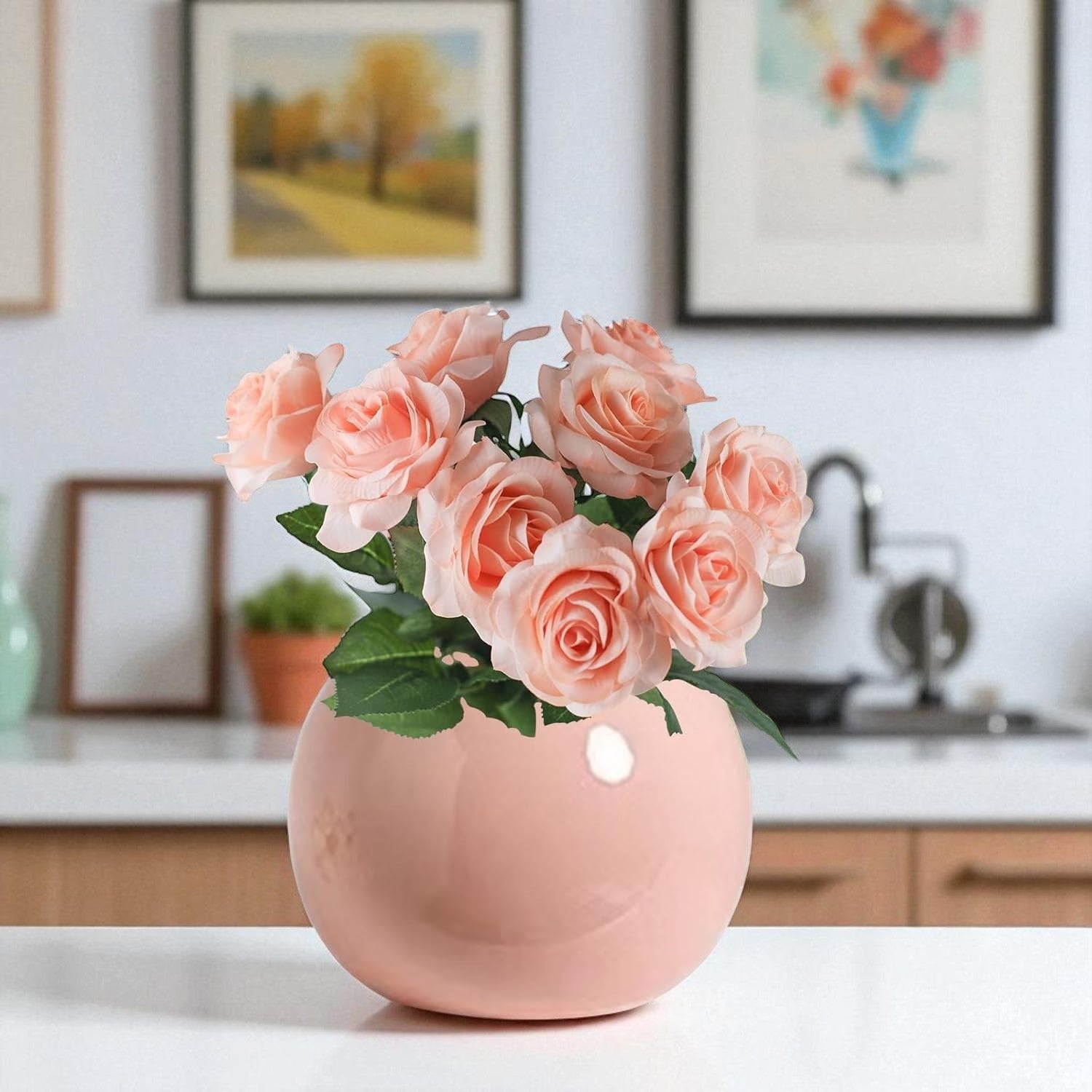 Vase en Céramique - ZenHydroVase™ - Rose - Maison agréable